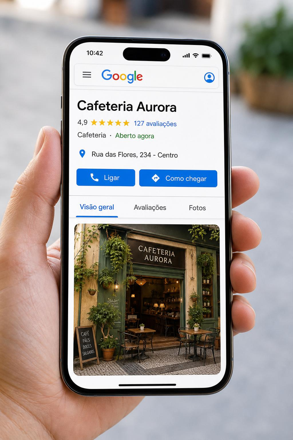 Perfil de negócio no Google Meu Negócio em um smartphone
